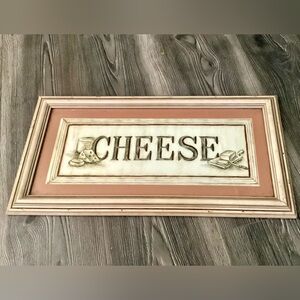 EUC Home Studio 1" Framed Wall Decor by Judy Kaufman. Genuine Wood says "CHEESE"